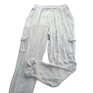 Chaser Women's Heirloom Woven Slouchy Rolled Cargo Pant Size Small Blue